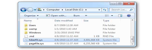 hiberfil.sys – что это за файл и каким образом его можно удалить?