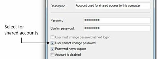 Конфигурация учетных записей стандартных пользователей