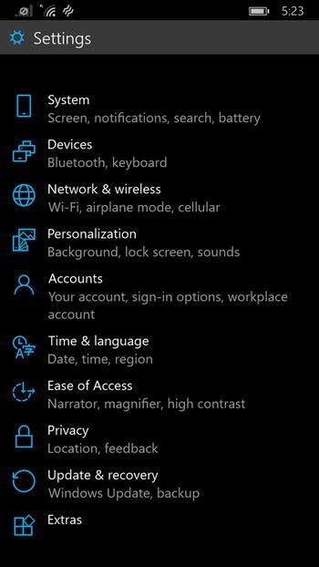 параметры-Windows-10-Phone