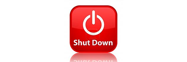 Кнопка выключения на рабочем столе или shutdown.