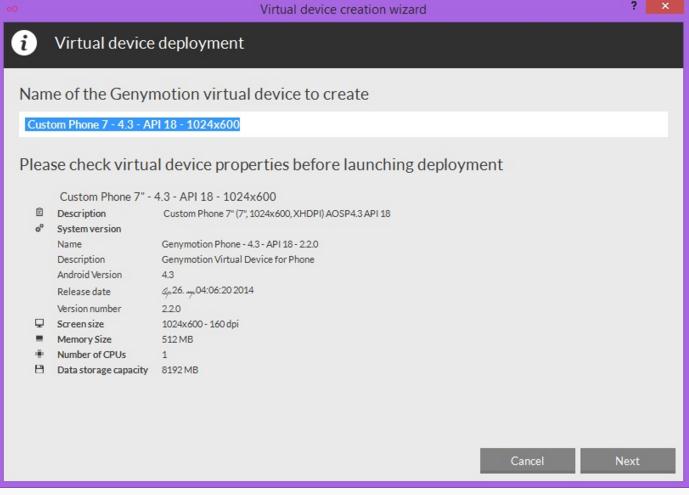Запуск эмулятора GenyMotion