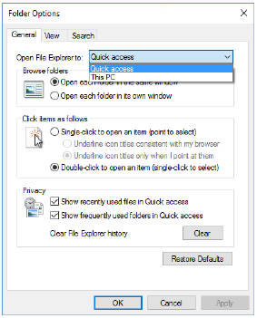 Организация файлов с помощью опции быстрого доступа Опция быстрого доступа всегда отображается в верхней части панели навигации. Её единственная задача — предоставить вам быстрый доступ к часто используемым файлам и папкам. Закрепив расположение нужных вам пунктов, вы можете её настроить. Опция быстрого доступа одно из самых важных дополнений файлового проводника. Как уже говорилось ранее, организация находящихся в разных местах файлов один из первых шагов на пути к общей организации. После того, как вы определили эти локации, в пункте быстрого доступа прикрепите к ним ярлыки и легко открывайте то, что вам нужно. Для того, чтобы закрепить в списке быстрого доступа нужный диск, папку, библиотеку или раздел, щёлкните по нему правой кнопкой мыши и в контекстном меню выберите пункт «Закрепить для быстрого доступа». Чтобы удалить ненужный элемент, щёлкните по нему, в списке быстрого доступа, правой кнопкой мыши и выберите пункт «Изъять из быстрого доступа». Недавно открываемые папки появляются в нижней части списка быстрого доступа. Если выбран заголовок быстрого доступа, в верхней части панели содержимого отобразятся прикреплённые и недавние папки этой группы, с недавно открытыми файлами под ними. Вы можете просмотреть этот список последних файлов (и даже прикрепить ярлык на панель быстрого доступа), перейдя в %AppData %\Microsoft\Windows\Recent. До этого расположения можно добраться ещё быстрей, откройте поле Run\Запуск и введите в него shell:recent. Некоторые дополнительные настройки быстрого доступа вы можете найти в диалоговом окне «Свойства папки». Где, на самом верху, вы можете указать, хотите ли вы, чтобы новые окна проводника открывались в быстром доступе или стандартно, как «Этот компьютер».
