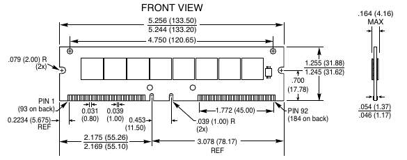 Типичный 184-контактный DDR DIMM.
