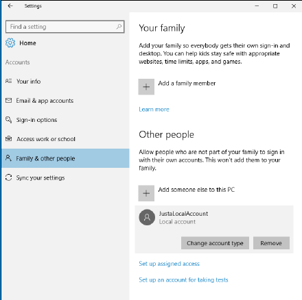 изменение учетной записи