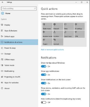 изменения иконок быстрого действия