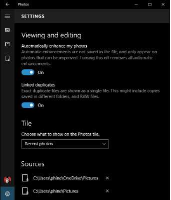 настройки photos