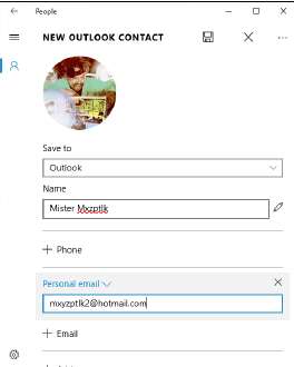 новый контакт