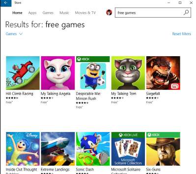 Бесплатные игры в Магазине Windows.