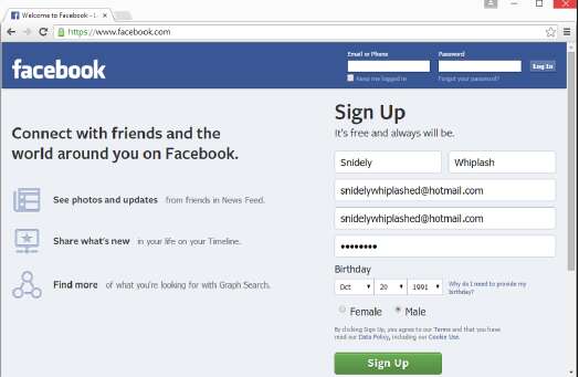создать учётную запись Facebook