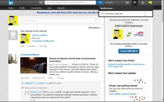 главная страница LinkedIn 