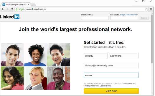 регистрация в LinkedIn