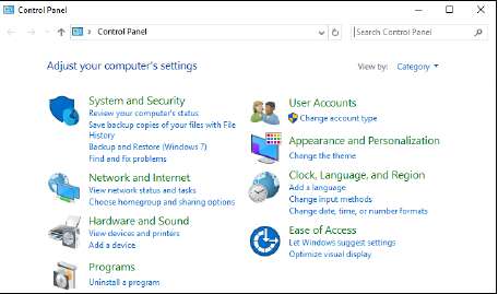 Старомодная панель управления