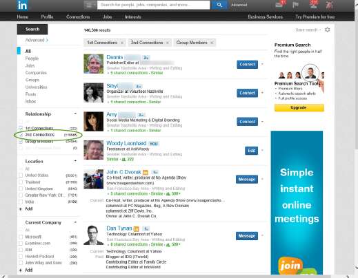 связи в LinkedIn