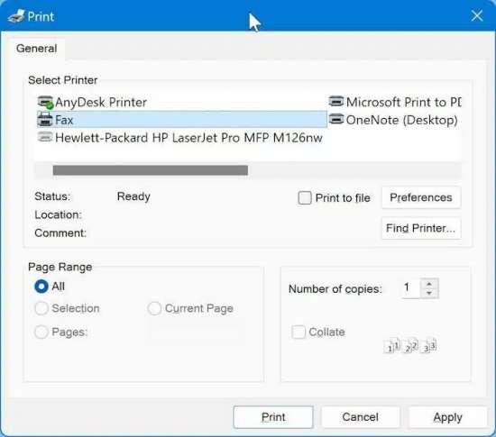 принтер_поумолчанию